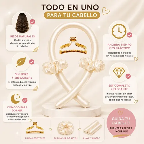 Rizador Rulero Ondas Sin Calor Cabello Rizos Vincha Satén