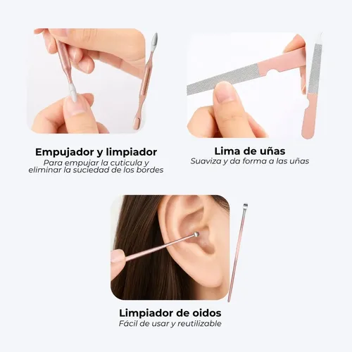 Set De Manicura Pedicura X7 Piezas Estuche Alicate Pinza