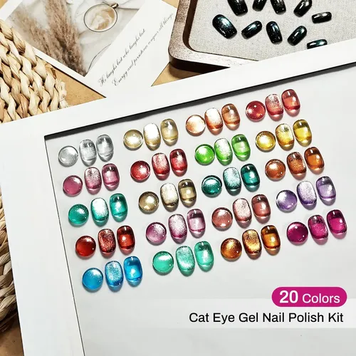 Kit Esmaltes Gel 20 Colores Con Base Y Top Coat 3 En 1