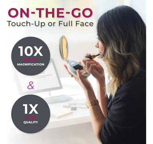 Espejo De Maquillaje Zadro Compact Travel 10×1 Con Iluminaci