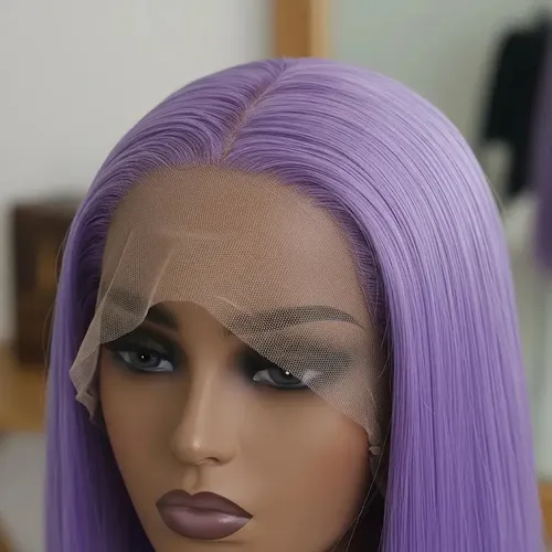 Peluca Lace Front Adiolacba Premium Símil Natural 70 Cm Tamaño De La Base Regulable Tono Lavanda
