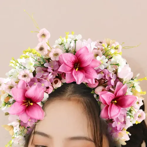 / Diadema De Flores Con Lazo For El Pelo Artificial For .