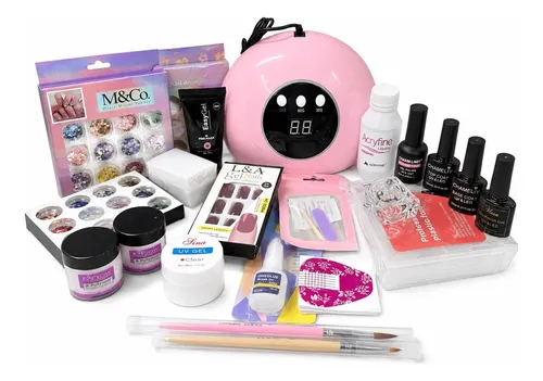 Kit Acrilico Cabina Pincel Gel Top Base Polygel Decoracion