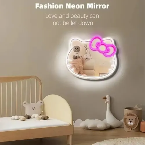 Espejo Hello Kitty Con Luz Led Maquillaje Ajustable Kawaii