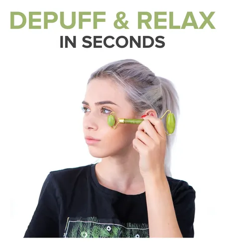 Set Masajeador Facial Jade Roller Y Gua Sha Antiedad