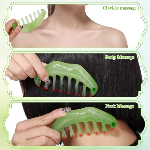 J/ 2 Peines Jade Gua Sha Masaje Facial Cabeza