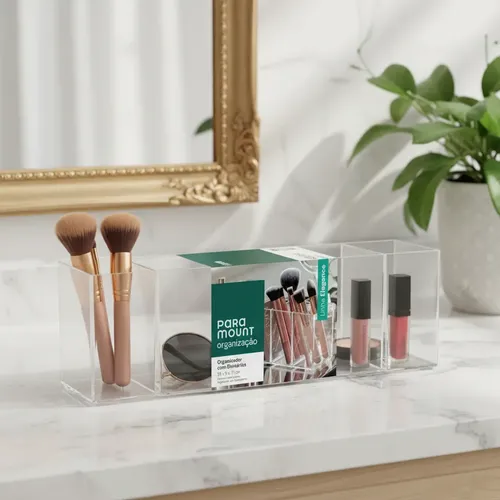 Organizador Brochas Maquillaje Gafas Acrílico 5 Divisiones