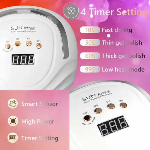 Lámpara De Uñas Led Uv Dmjwan 380w Con 81 Perlas Y 4