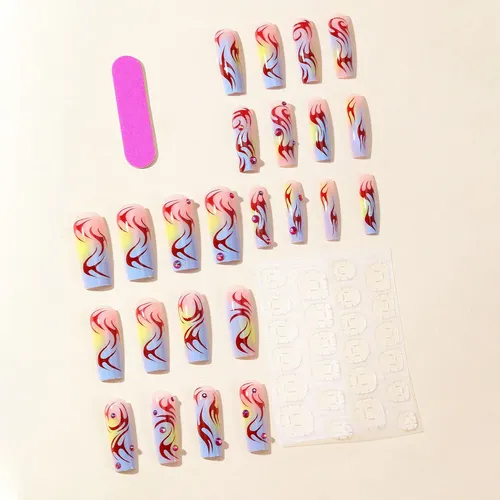 Usa Uñas Con Líneas Irregulares Y Degradado Descolorido White-a5-01-04