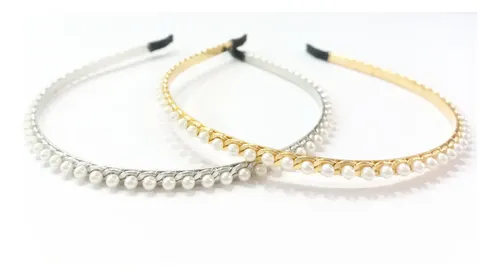 Pack X 2 Vinchas Metal Con Perlas Para Peinados
