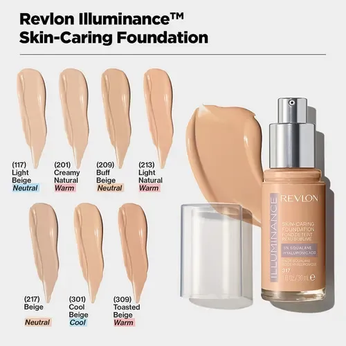 Base de maquillaje líquida Revlon ILluminance Skin-caring Foundation Illuminance Skin-Caring Foundation tono 309 toasted beige – 30mL 500g
