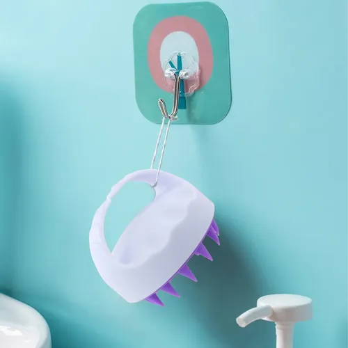 3 Pzs Cepillo De Masaje De Silicona Para Cuero Cabelludo Rosa Verde Gris Morado