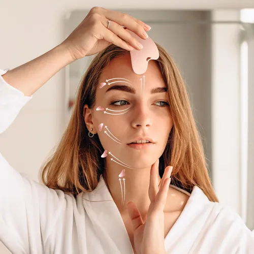 Gua Sha Metal Facial Masajeador Rose Gold Para Cuidado