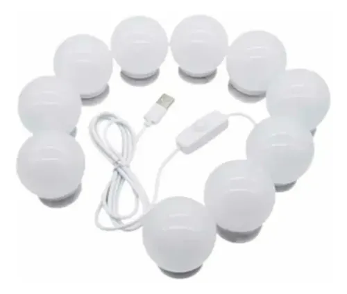 Led Espejo 10 Luces Maquillaje Makeup Camarín Usb