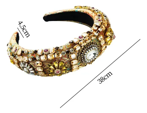 Diadema Bohemia Con Diamantes De Imitación, Aro Marrón