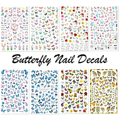 8hojas Mariposa Arte De Uñas Pegatinas Para Uñas De Acrílico