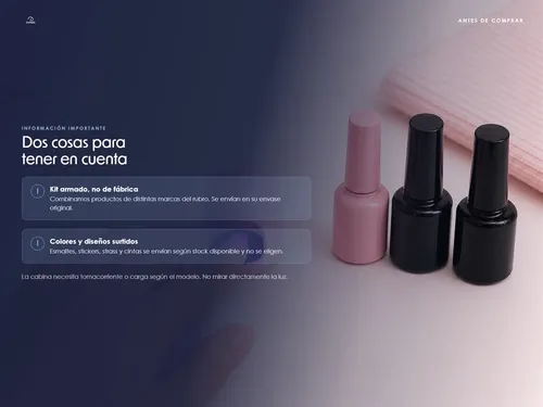 Kit Manicuria Uñas Cabina Bombon 6w Esmaltes Pinceles Strass