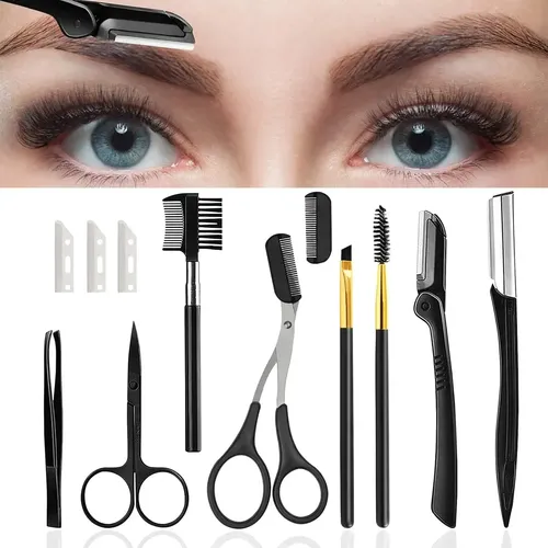Kit 12 En 1 Para Cejas Con Tijera Y Rasuradora