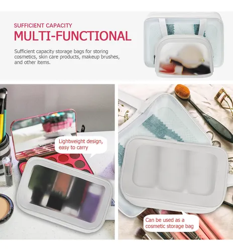 Set De Neceser Transparente Para Maquillaje Y Aseo