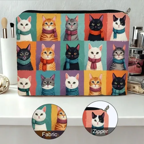 Neceser De Maquillaje De Doble Cara Con Gato Animado