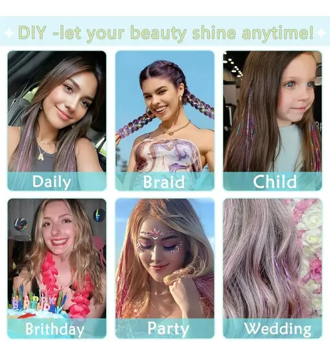 Hair Tinsel, Kit De Oropel De 18 Colores Para Niñas