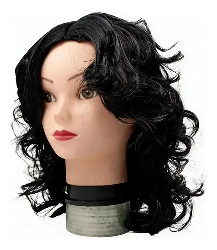 Peluca 40cm Con Flequillo Simil Natural Ondulada