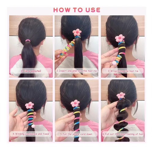 5pcs Gomas Para El Pelo Diademas En Espiral,línea Telefónica