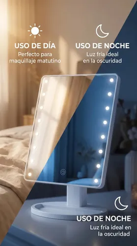 Espejo Rectangular De Mano Aitech Espejo Led Rectangular Con Luz Fría De 16cm X 22cm Pilas Aa