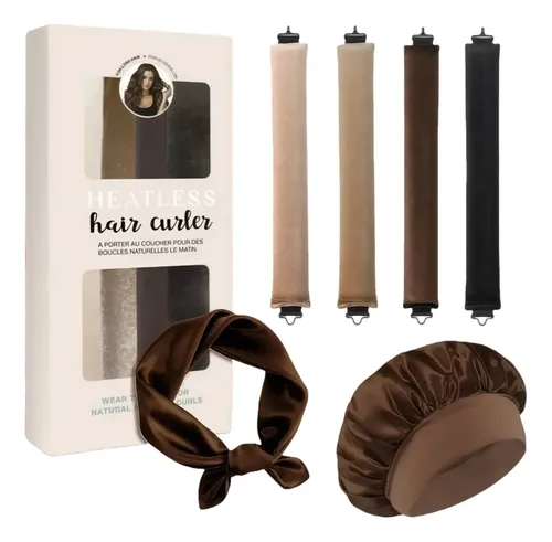 4 Rulos Ondulados Para Rizos Sin Calor Tubo + Gorro De Satín