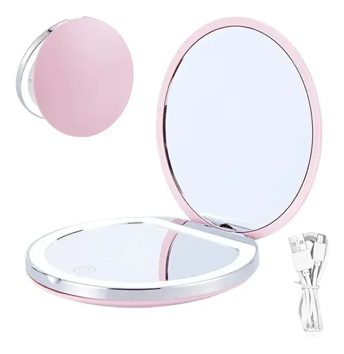 Espejo De Maquillaje Led Portátil Versátil Con Aumento De 2