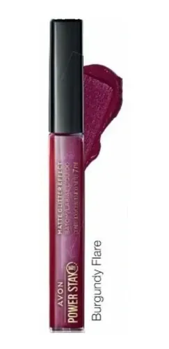 Avon Labial Power Stay Mate Gliter Intransferible Dura 16hs Acabado Mate Glitter Effect Color Burgundy Flare