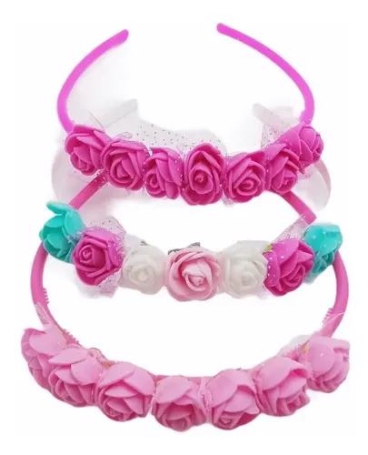 Vincha Nena Flores Color Infantil Accesorios Pelo Pack X 12