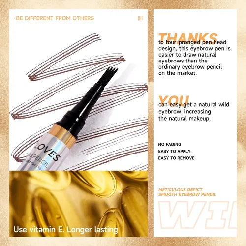 Lápiz De Cejas Microblading Gris Resistente Al Agua 4 Puntos