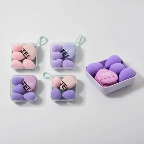Set 6 Esponjas Mini De Maquillaje Con Estuche Tei