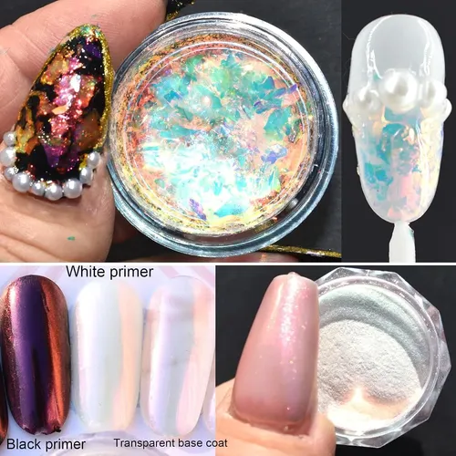 Polvos Holográficos Opal Chrome Uaruogp 2 Pack Para Uñas