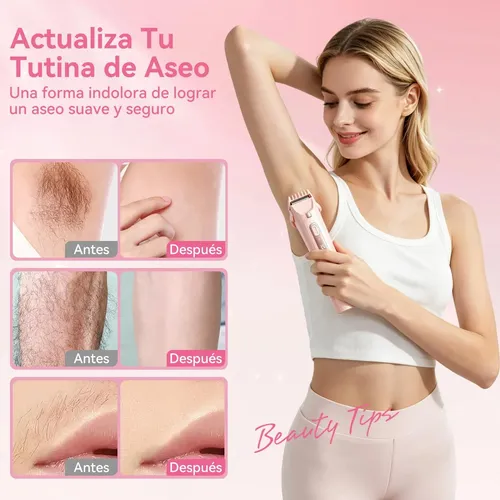 Depilador Eléctrico Para Mujer Con Luz Led Portátil 2 En 1