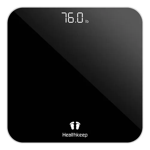 Báscula Digital Healthkeep Baño 180kg Pantalla LED Vidrio Negro