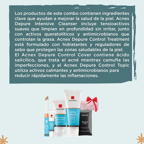 Rutina Completa Skincare Antiacne Lidherma Piel Grasa Facial
