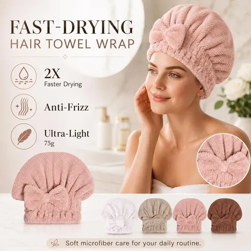Turbante De Microfibra Para Secar El Cabello, Moño