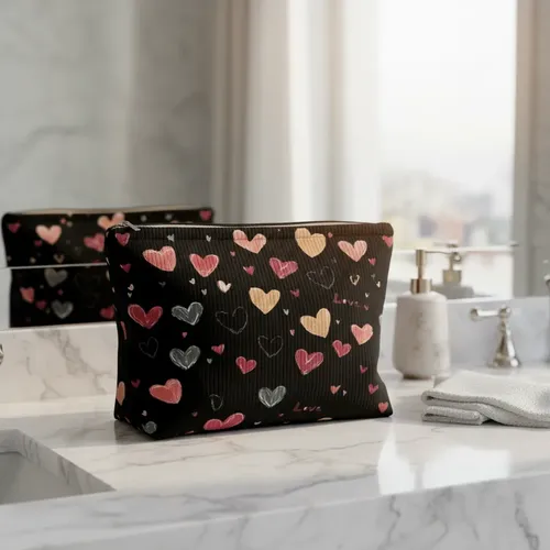 – Cosmetiquera Bolso Maquillaje Corazones Lapicera Zzl-