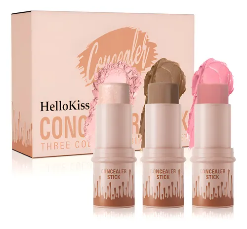 Set Maquillaje Facial 3 En 1 Contorno Iluminador Rubor Barra