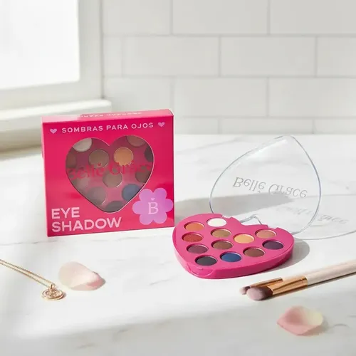 Sombra Ojos Brillante Tono 01 Paleta Corazon 12 Tonos Maquillaje Rostro Veoquiero