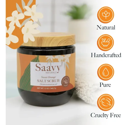 Saavy Naturals Pack De Exfoliante Corporal De Sal Naranja Du