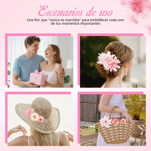 Jh Broches De Flor Para Cabello, 21 Pzas Coloridas Y Oi