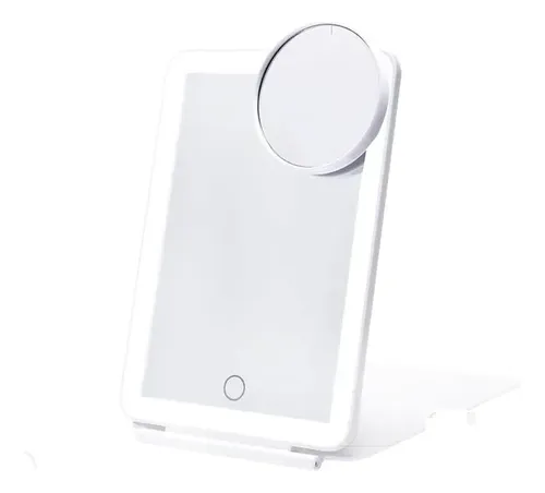 Espejo De Maquillaje Led Plegable Con 3 Colores De Luz Y Lup