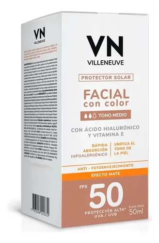 Protector Solar Facial Villeneuve T. Medio Fps 50 X50 Ml