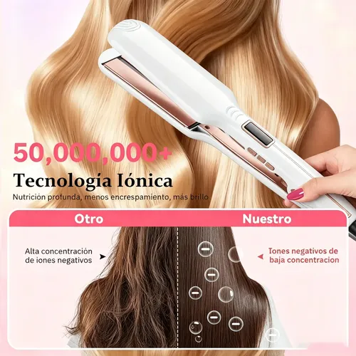 Planchita De Pelo 2 En1 Alaciadora Y Rizador Profesional Lcd