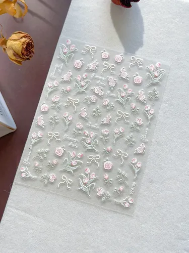 Pegatinas En Relieve Con Diseño Floral Para Uñas