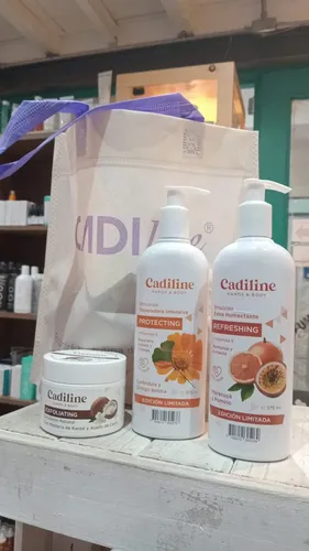 Set Regalo Cadiline Exfoliante Emulsion Manos Cuerpo Hidrata