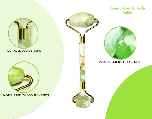 Set Rodillo Jade Y Gua Sha Facial Masajeador Verde